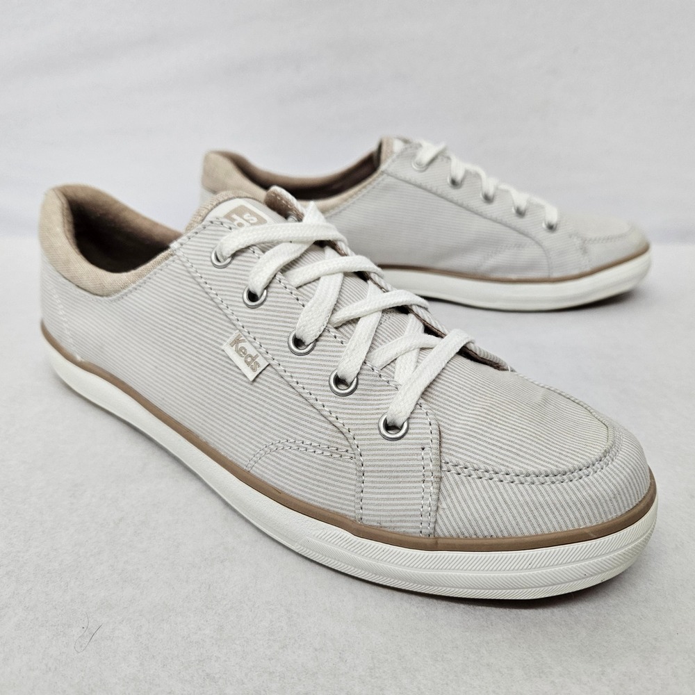 Keds Center II Chambray Stripe‎ Sneaker WF65937 Beige Women's Size 8.5